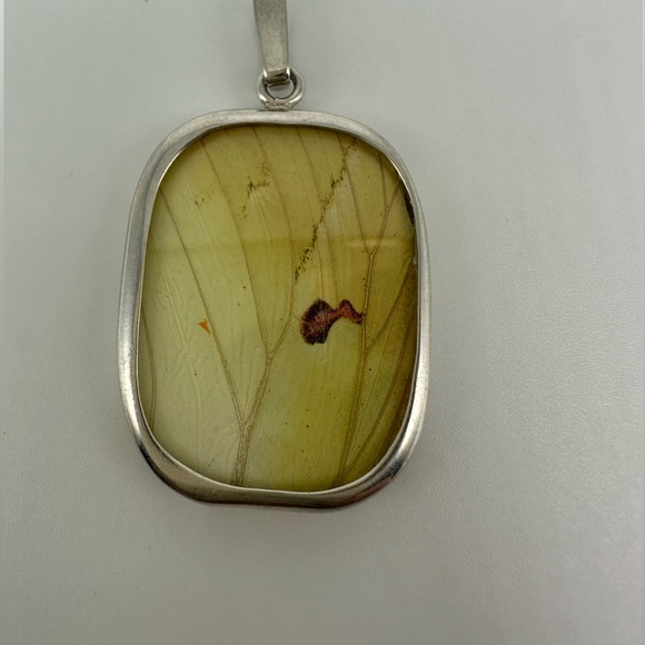 Sterling Silver Great Orange Tipped Butterfly Wing Pendant Unique and Authentic! - Picture 3 of 13